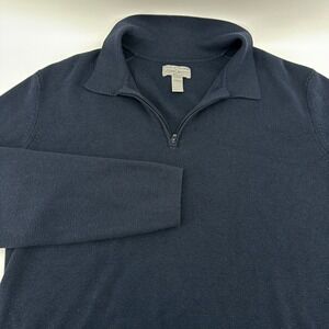 Hickey Freeman New York Men's XL Navy Blue Ribbed Quarter Zip Sweater